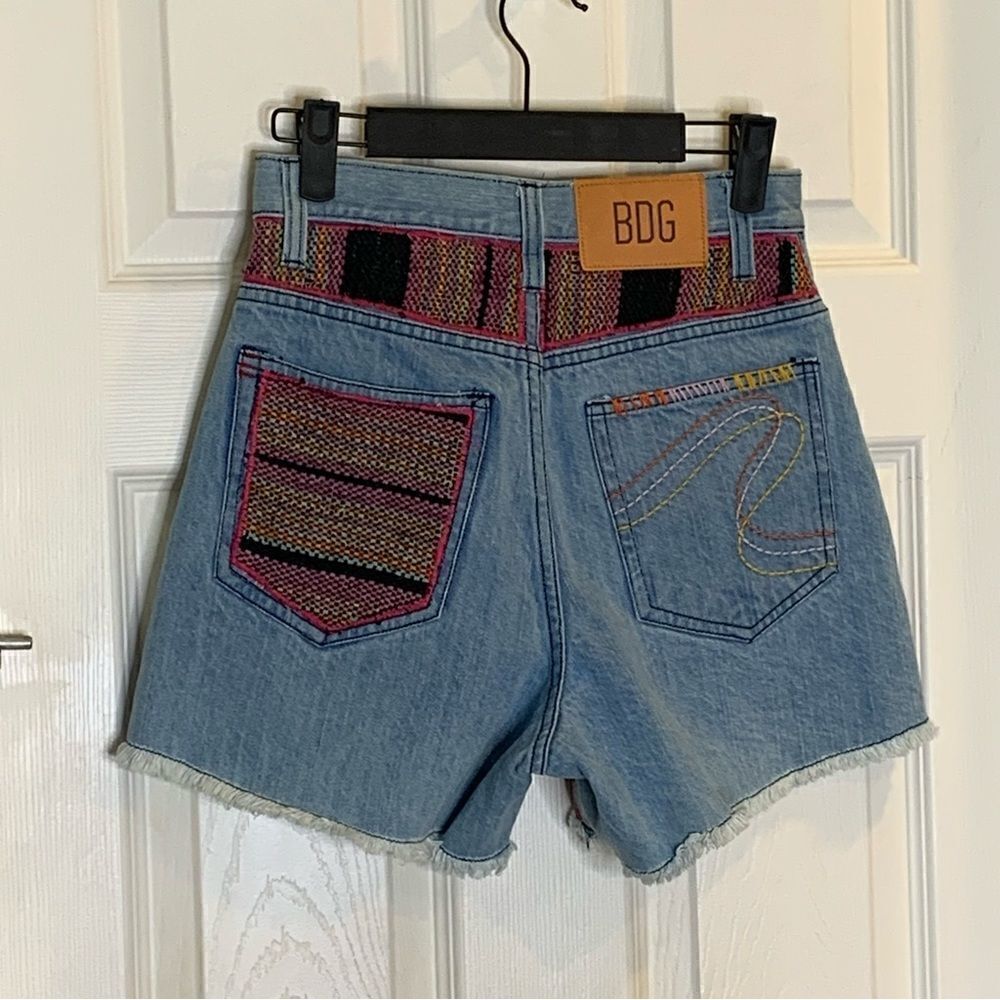 BDG A-Line Cutoff Denim Short Blanket Patchwork Blue Size 24 - Picture 6 of 11